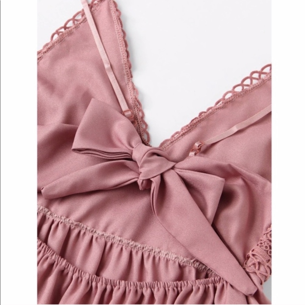 💗 Tiered layer dress crochet pink bow boho - Picture 3 of 4